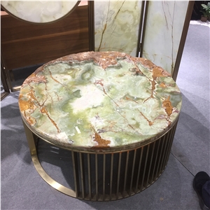 Round Good Quality Green Onyx Coffee Table