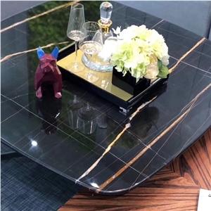 Round Laurence Golden Marble Table For Living Room