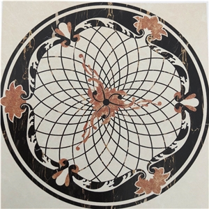 Round Marble Floor Waterjet Medallion Pattern