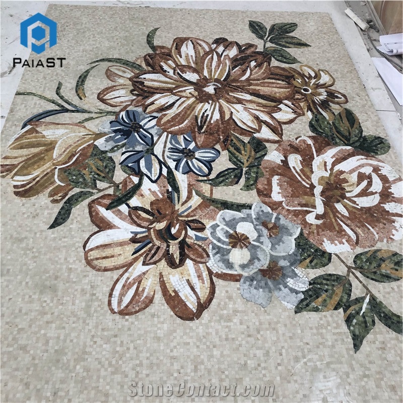 Stone Mosaic Wall Art Flower Design for Hotel