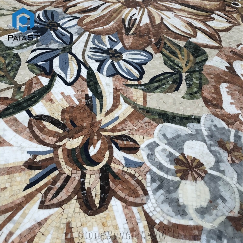 Stone Mosaic Wall Art Flower Design for Hotel