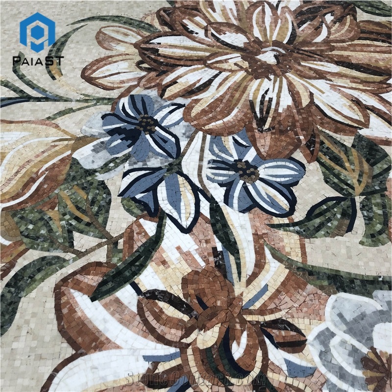 Stone Mosaic Wall Art Flower Design for Hotel