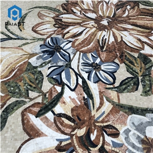Stone Mosaic Wall Art Flower Design for Hotel