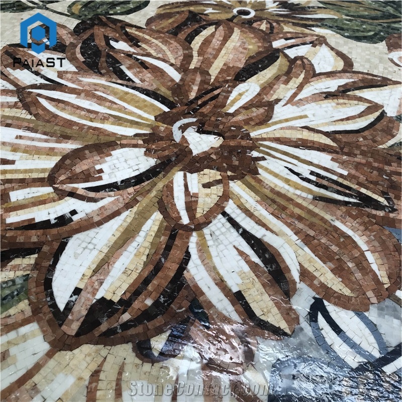 Stone Mosaic Wall Art Flower Design for Hotel