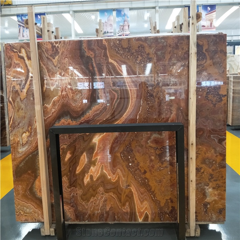 Tiger Onyx Transparent Brown Onyx Slab Stone