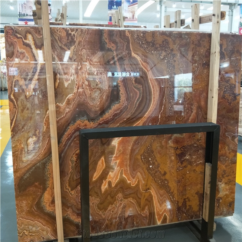 Tiger Onyx Transparent Brown Onyx Slab Stone