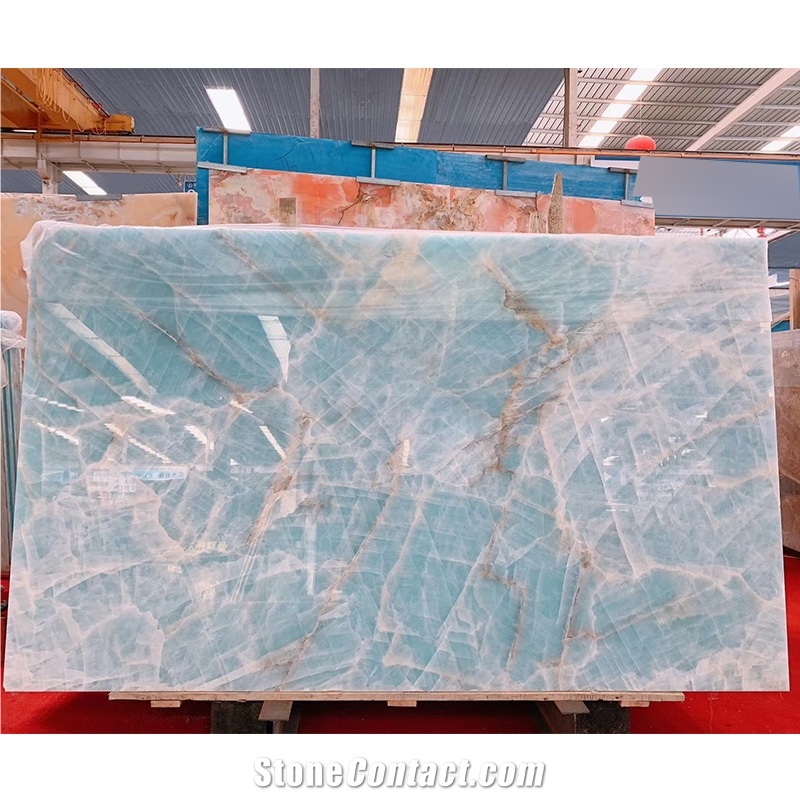 Transparent Lighting Blue Ice Jade Onyx