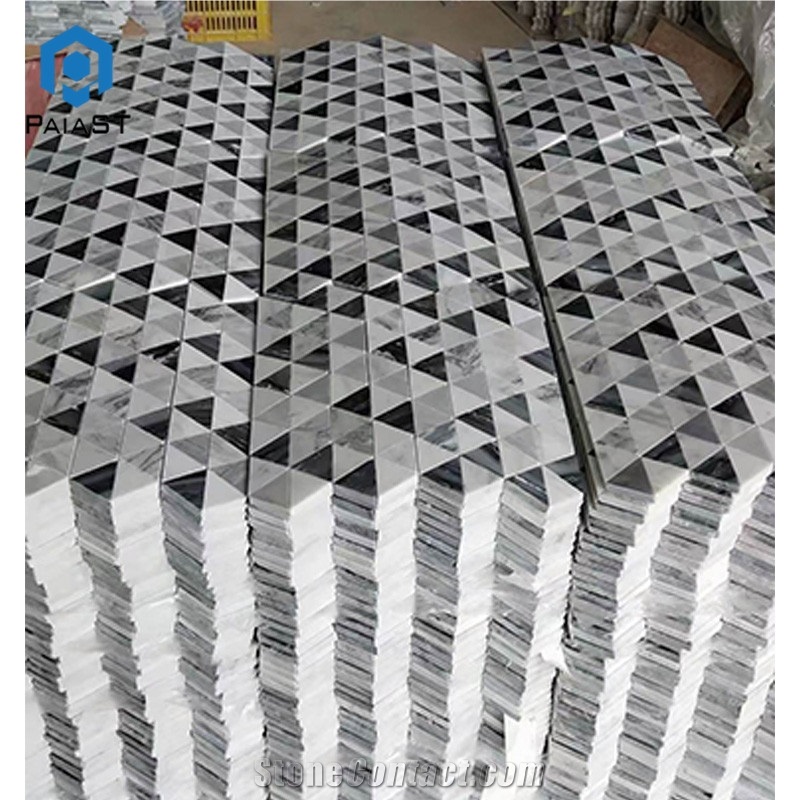 Triangle Shape Marble Mosaic Tiles 30X30cm