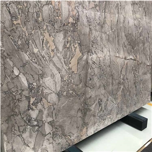 Versace Grey Marble Slab Lobby Floor Design