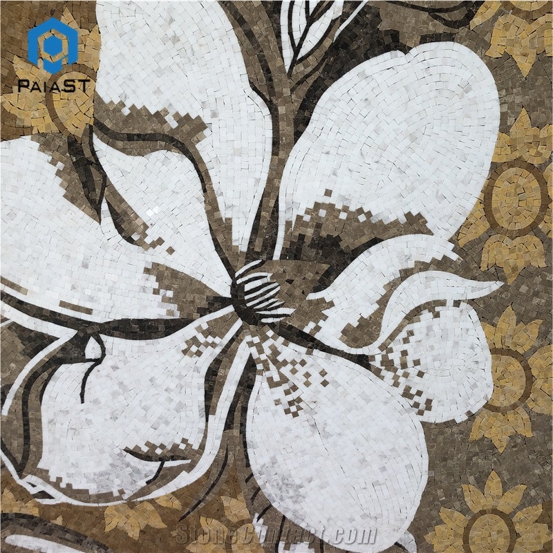 Villa Decor Flower Pattern Mosaic Wall Art
