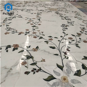 Waterjet Stone Cutting Square Marble Floor Inlay Waterjet Stone Cutting Square Marble Floor Inlay