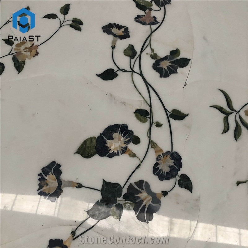 Waterjet Stone Cutting Square Marble Floor Inlay