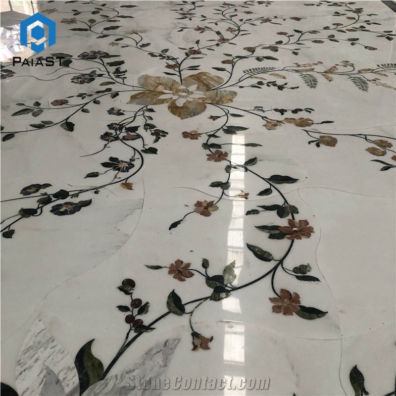Waterjet Stone Cutting Square Marble Floor Inlay