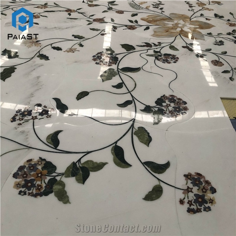 Waterjet Stone Cutting Square Marble Floor Inlay