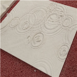 Wave Design Cnc Carving White Limestone Marble