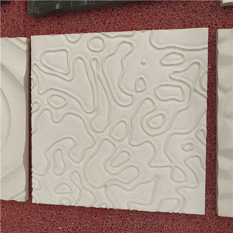 Wave Design Cnc Carving White Limestone Marble