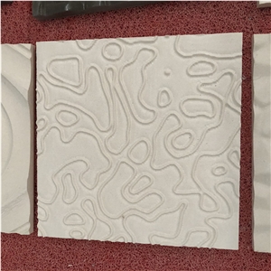 Wave Design Cnc Carving White Limestone Marble