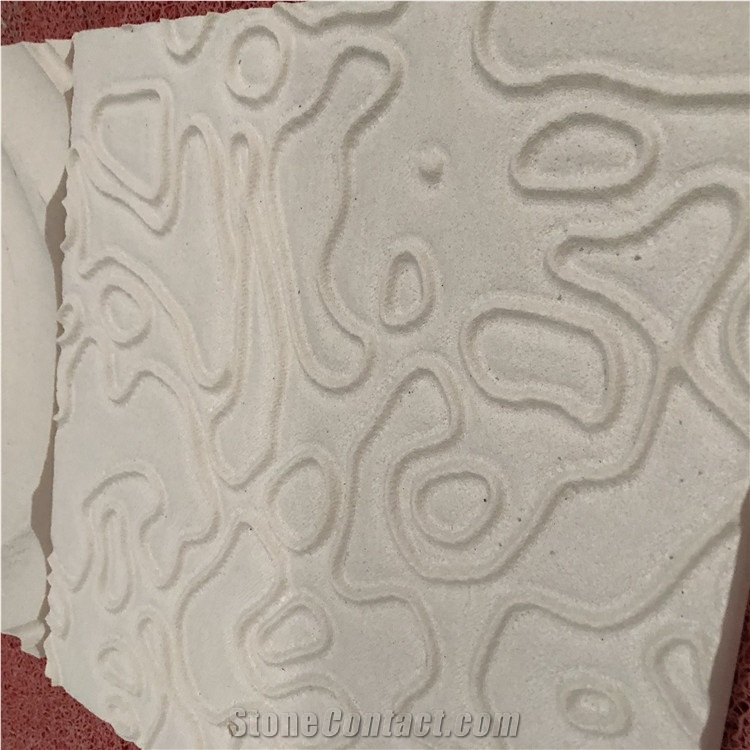 Wave Design Cnc Carving White Limestone Marble