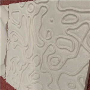 Wave Design Cnc Carving White Limestone Marble