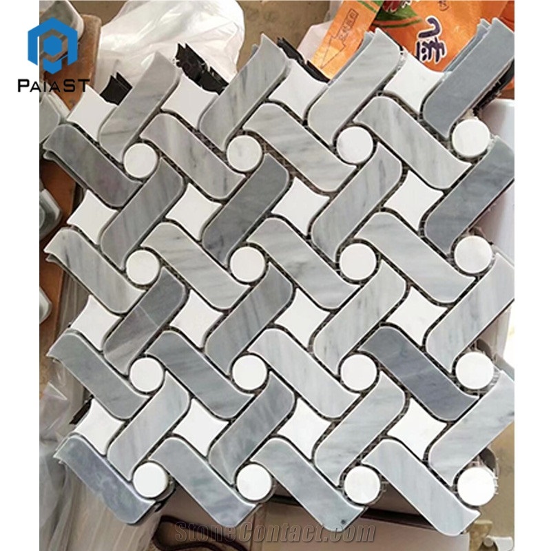 Weave Pattern Marble Water Jet Mosaic Wall Tiles