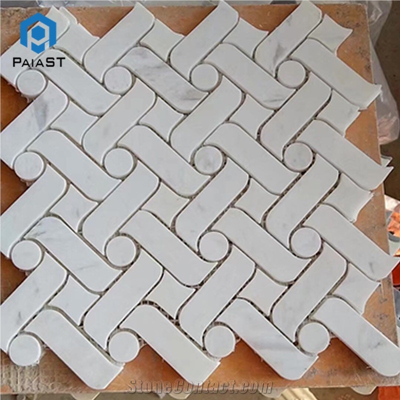 Weave Pattern Marble Water Jet Mosaic Wall Tiles