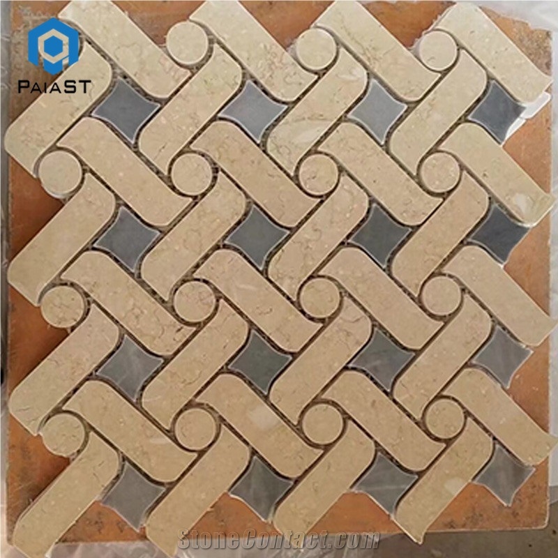 Weave Pattern Marble Water Jet Mosaic Wall Tiles