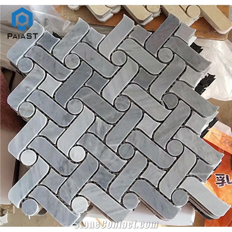 Weave Pattern Marble Water Jet Mosaic Wall Tiles