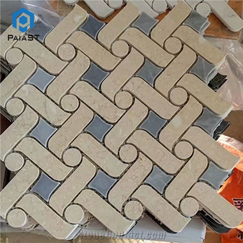 Weave Pattern Marble Water Jet Mosaic Wall Tiles
