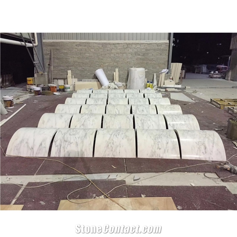 White Carrara Marble Decorative Roman Column