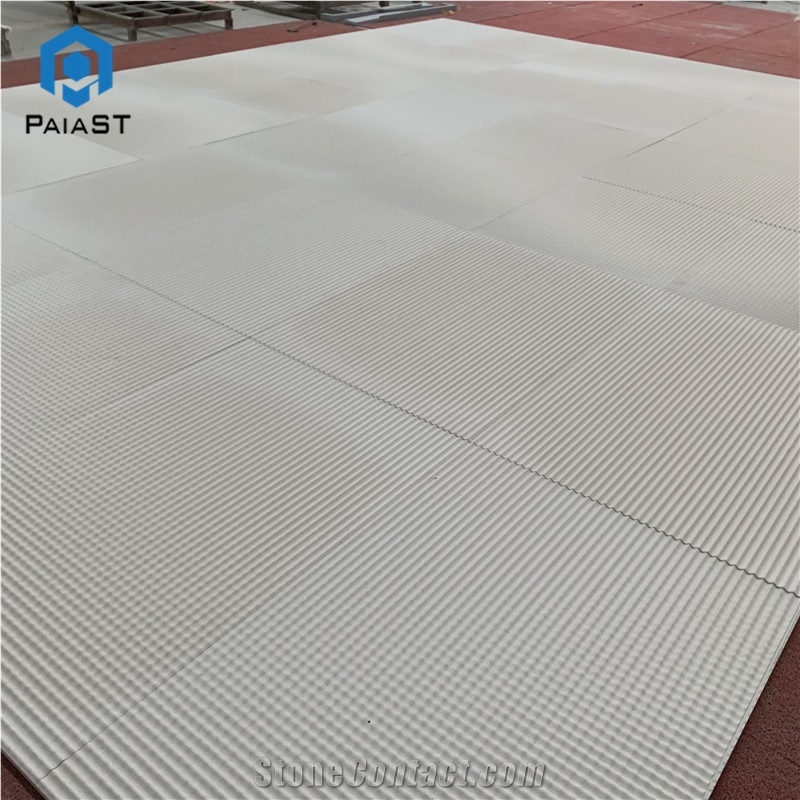 White Limestone Cnc Art Wall for Interior Decor