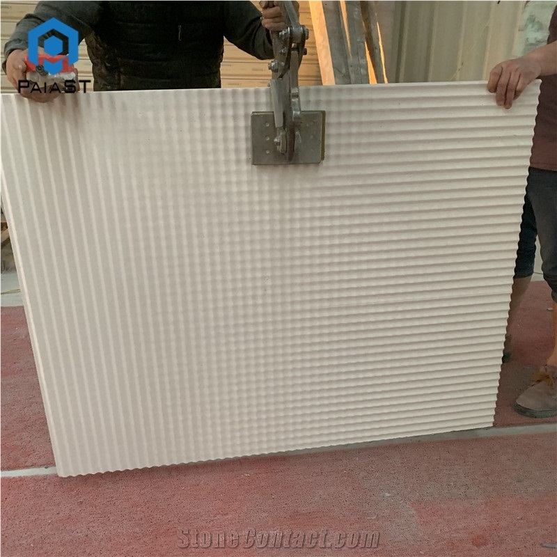 White Limestone Cnc Art Wall for Interior Decor