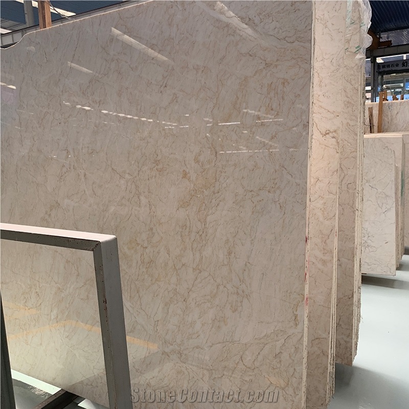 White Marble With Gold Line Slab For Wall Tile