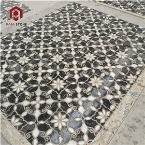 White With Black Marble Water-Jet Pattern Tiles