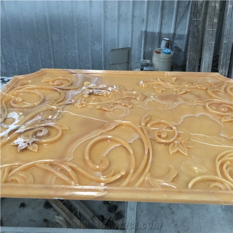 Yellow Onyx 3d Cnc Carved Art Home Decor