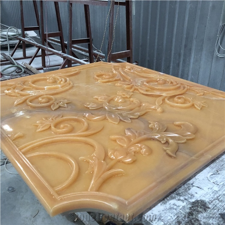 Yellow Onyx 3d Cnc Carved Art Home Decor