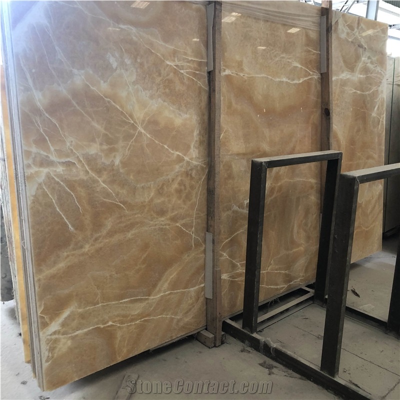 Yellow Onyx Slab Stone for Bar Countertop Design
