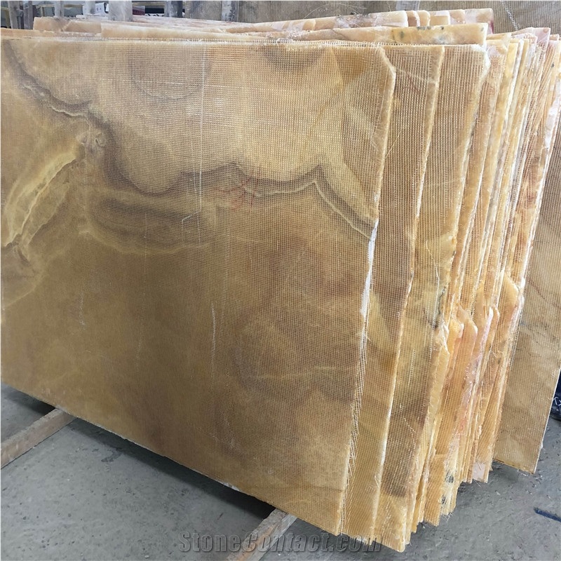 Yellow Onyx Slab Stone for Bar Countertop Design