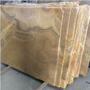 Yellow Onyx Slab Stone for Bar Countertop Design