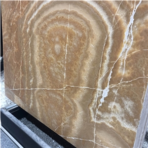 Yellow Onyx Slab Stone for Bar Countertop Design