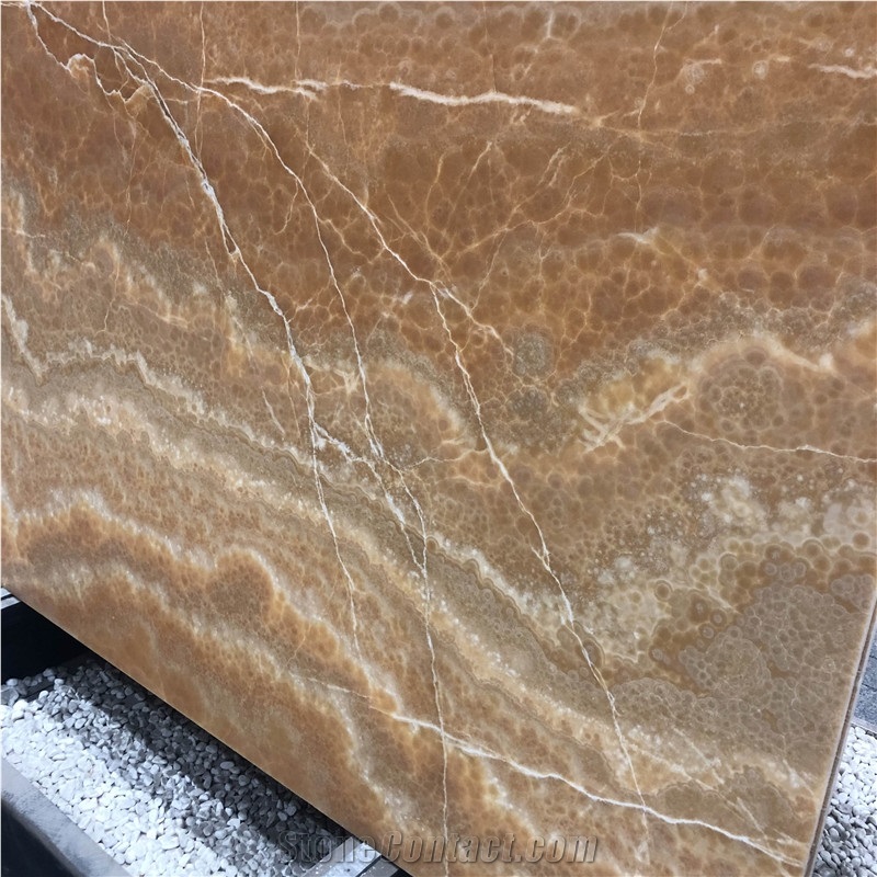 Yellow Onyx Slab Stone for Bar Countertop Design
