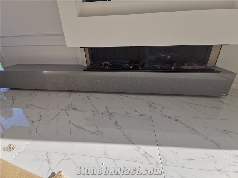 White Marble Modern Design Fireplace