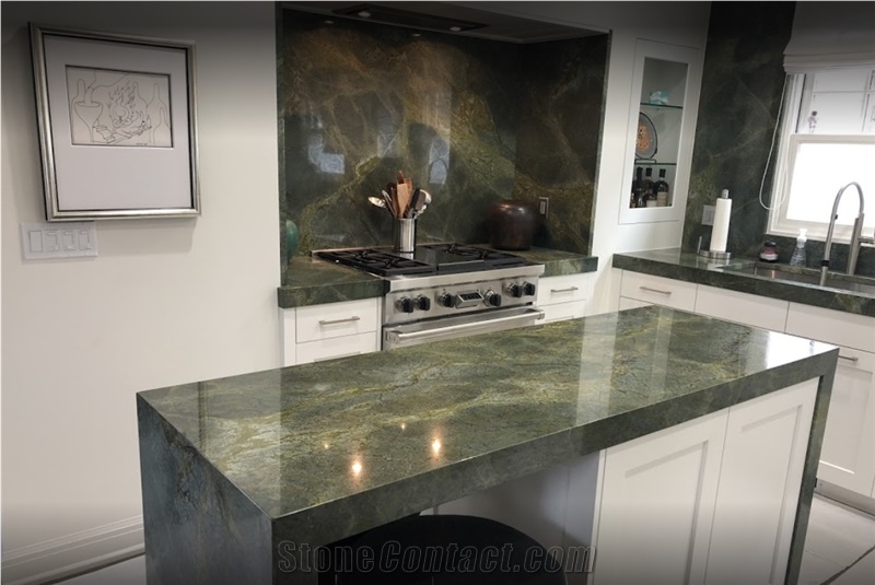 Exotic Green Peace Quartzite Kitchen Countertop