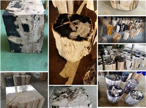Petrified Wood Stone Chairs, Petrified Wood Stools