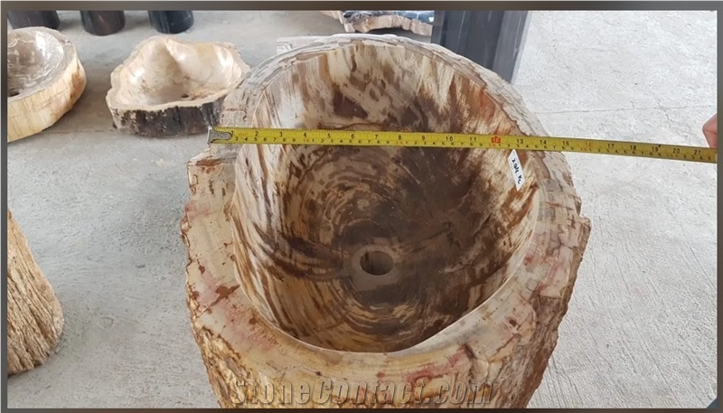 Petrified Wood Stone Pedestal Wash Basins