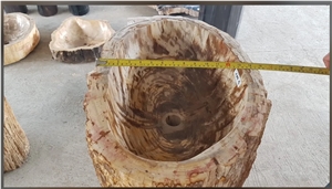 Petrified Wood Stone Pedestal Wash Basins