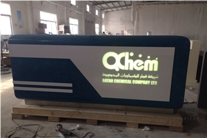 Solid Surface Top Blue Salon Reception Desk