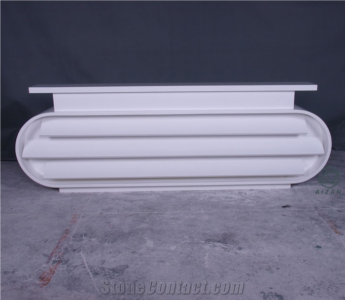 Solid Surface White Office Reception Counter
