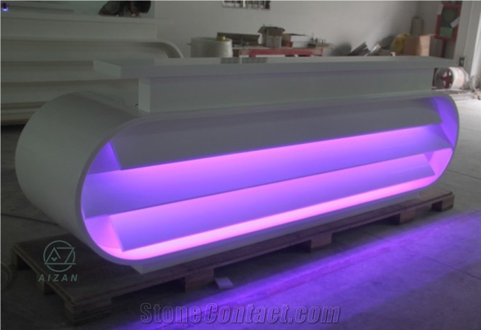 Solid Surface White Office Reception Counter