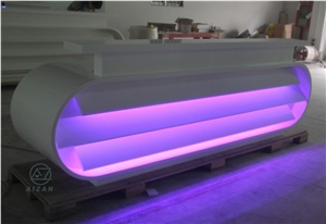 Solid Surface White Office Reception Counter