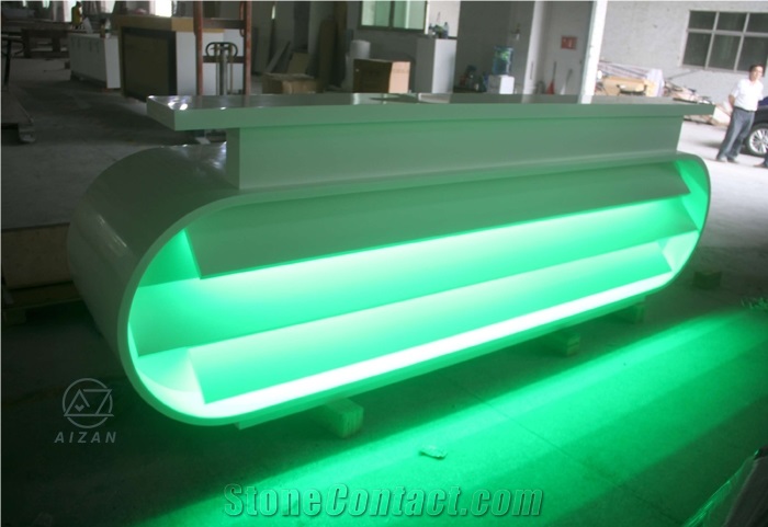 Solid Surface White Office Reception Counter